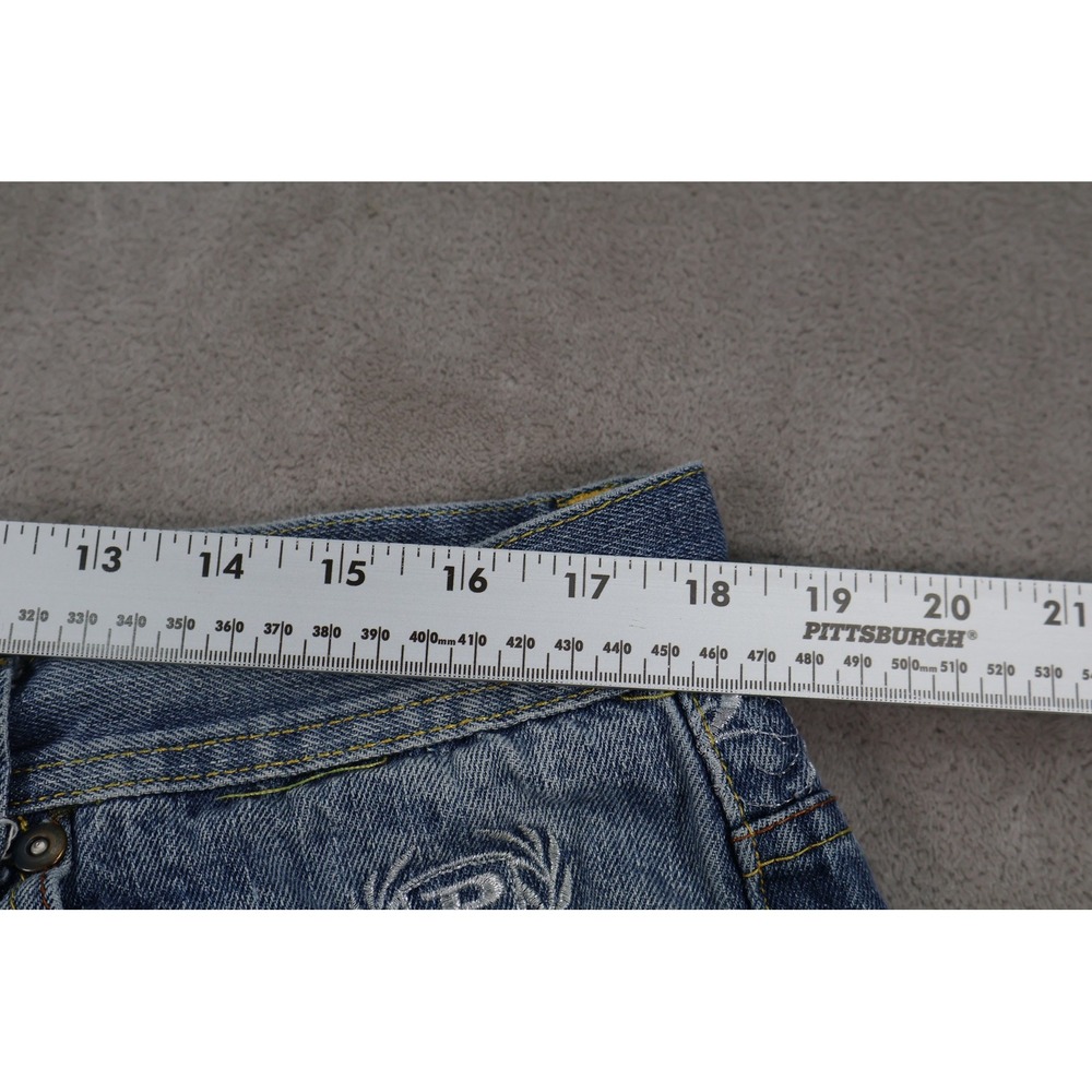 Y2K PHAT CLASSIC ORIGINAL Shorts Mens 38 Blue Denim Bermuda Embroidered Baggy - Picture 8 of 9